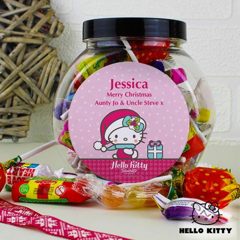 Personalised Hello Kitty Pink Christmas 250g Sweets Jar Extra Image 2
